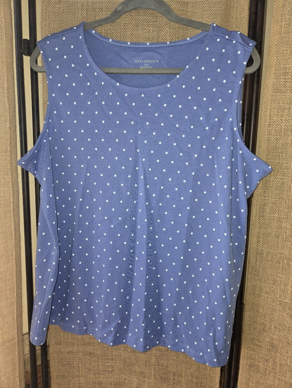 Appleseed's Light Blue Lavender Polka Dot Tank Top PXL NWOT